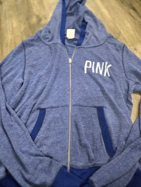 PINK Victoria's Secret Navy Blue Full-Zip Hoodie